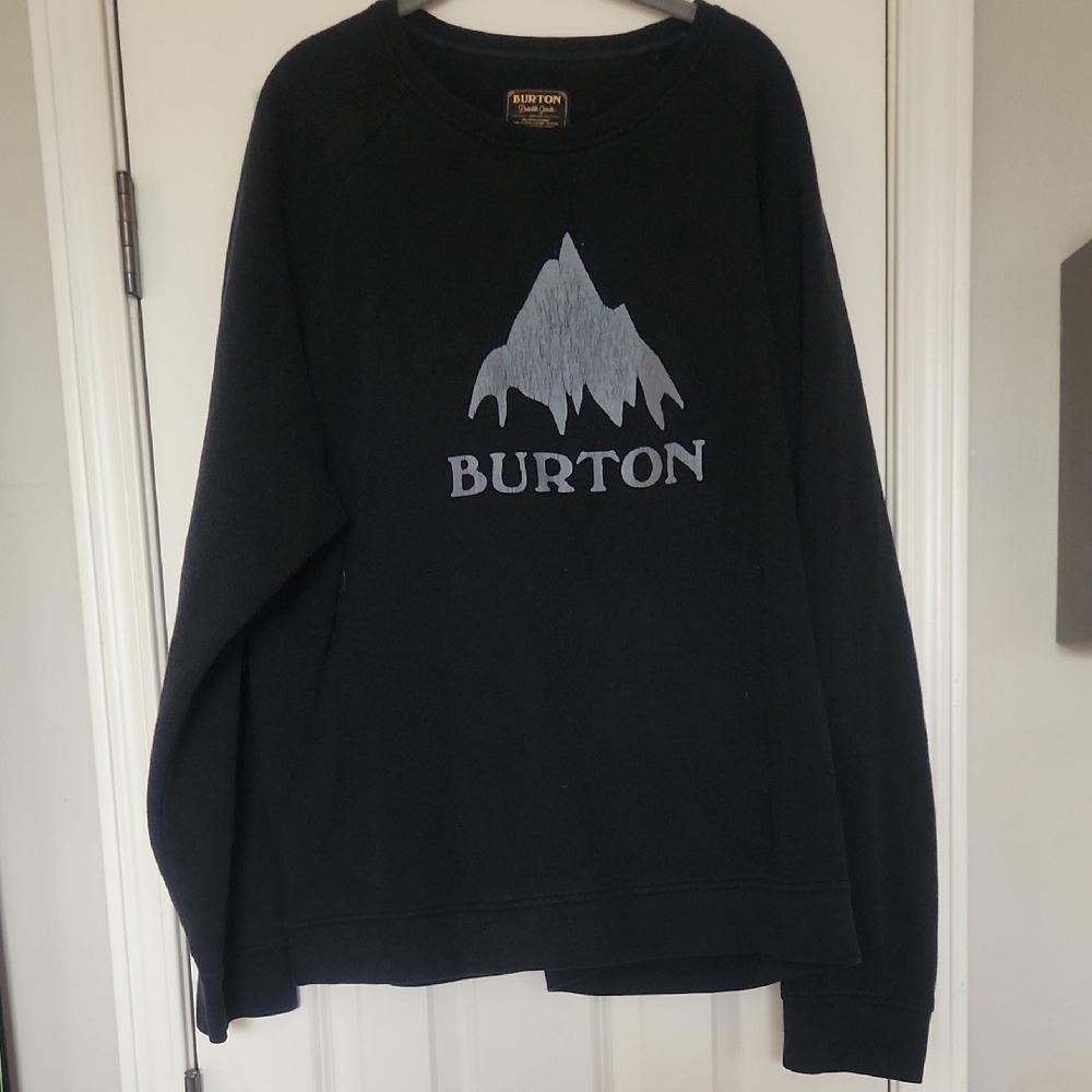 Burton Black Crewneck Sweater with Silver Mountain Logo